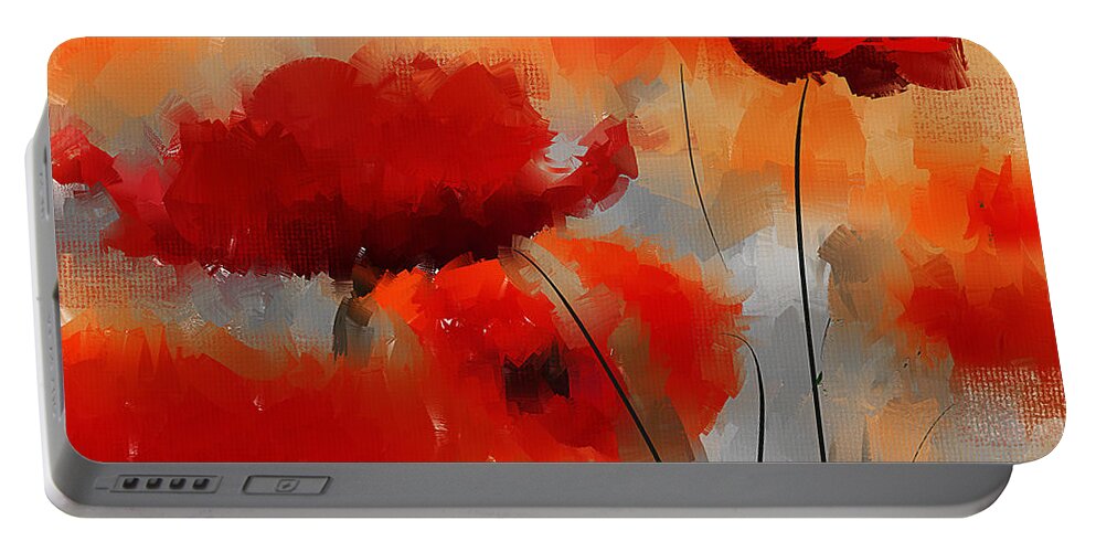 Poppies Portable Battery Charger featuring the painting Natural Enigma by Lourry Legarde