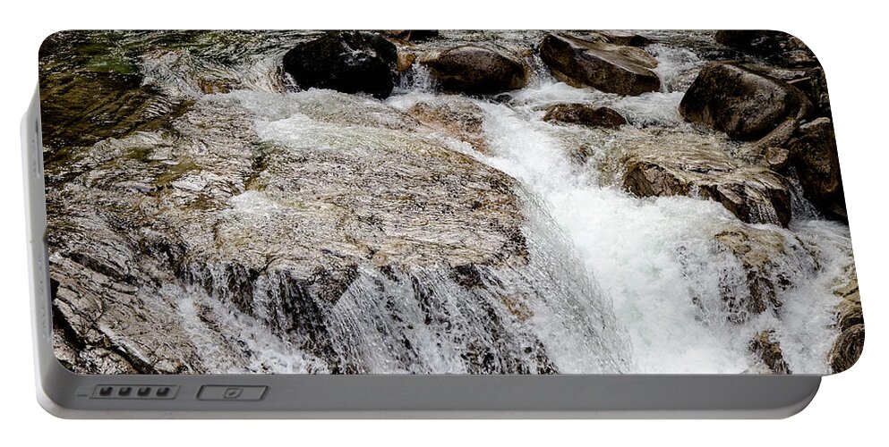 Running Water Portable Battery Charger featuring the photograph Backroad Waterfall by Roxy Hurtubise