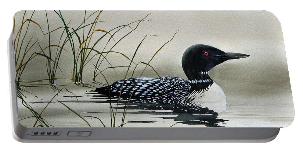 Loon Prints Portable Battery Charger featuring the painting Nature's Serenity by James Williamson