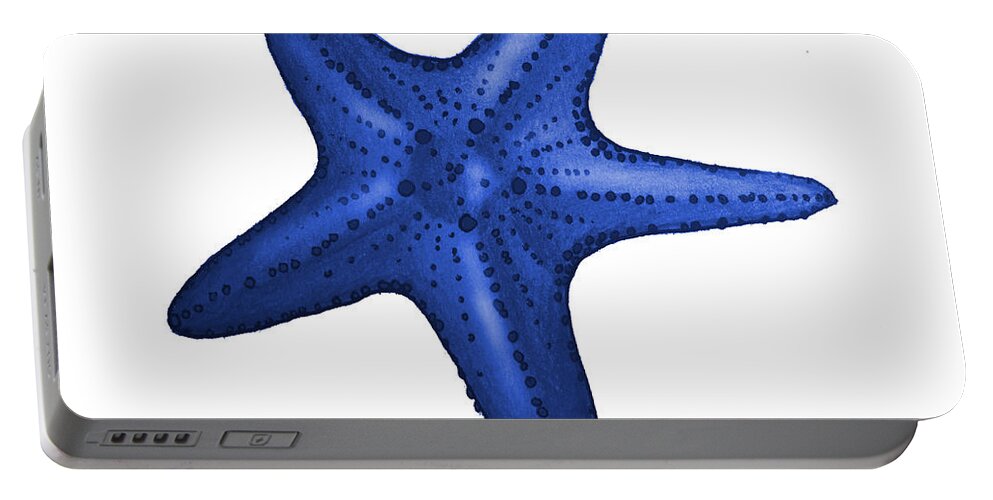 Nautical Portable Battery Charger featuring the digital art Nautical Blue Starfish by Michelle Eshleman