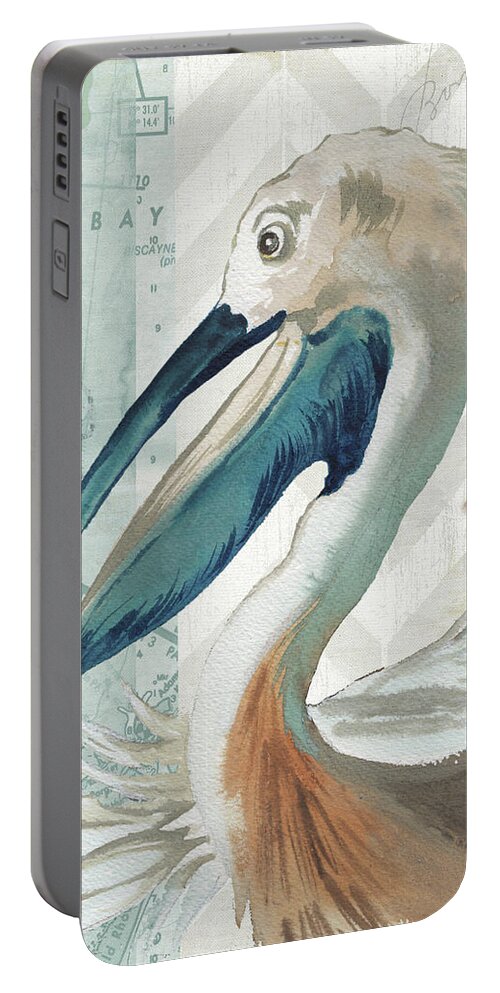 Nautical Portable Battery Charger featuring the painting Nautical World I by Elizabeth Medley