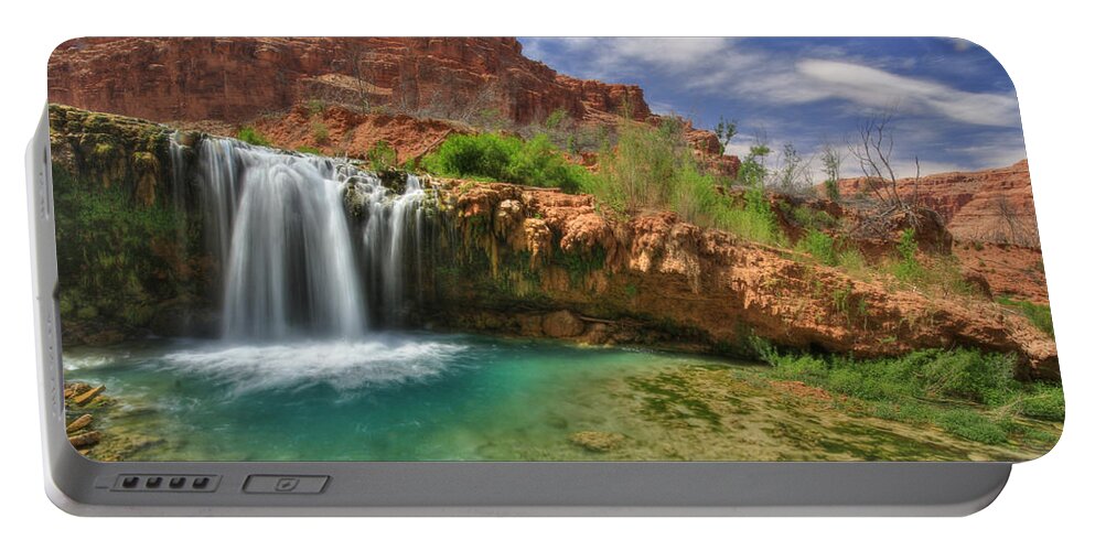Waterfall Portable Battery Charger featuring the photograph Navajo Falls by Lori Deiter