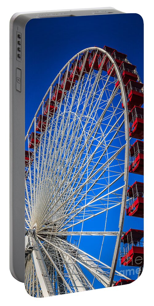 America Portable Battery Charger featuring the photograph Navy Pier Ferris Wheel in Chicago by Paul Velgos