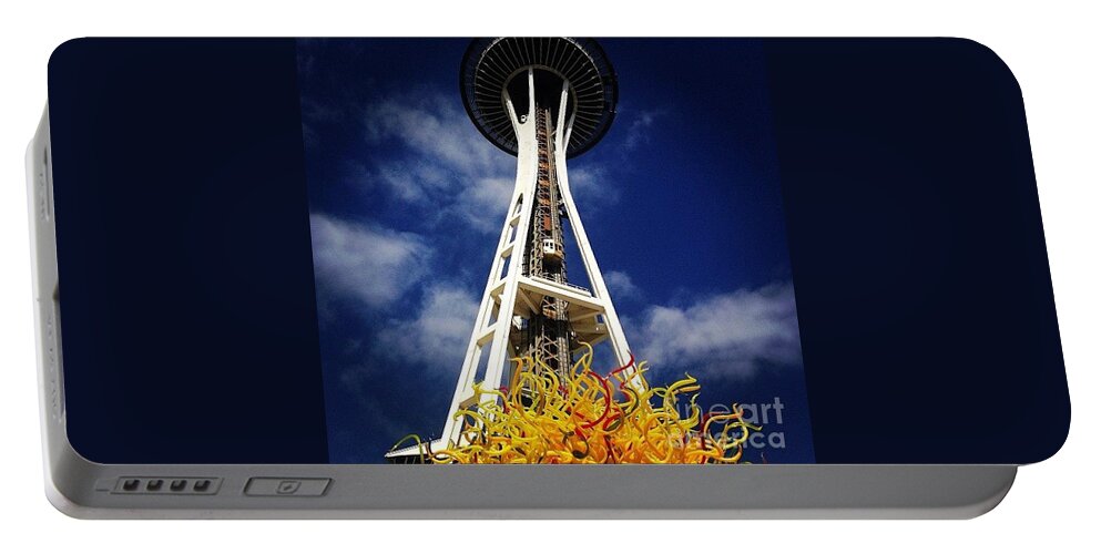 Space Needle Portable Battery Charger featuring the photograph Needle and Glass by Denise Railey