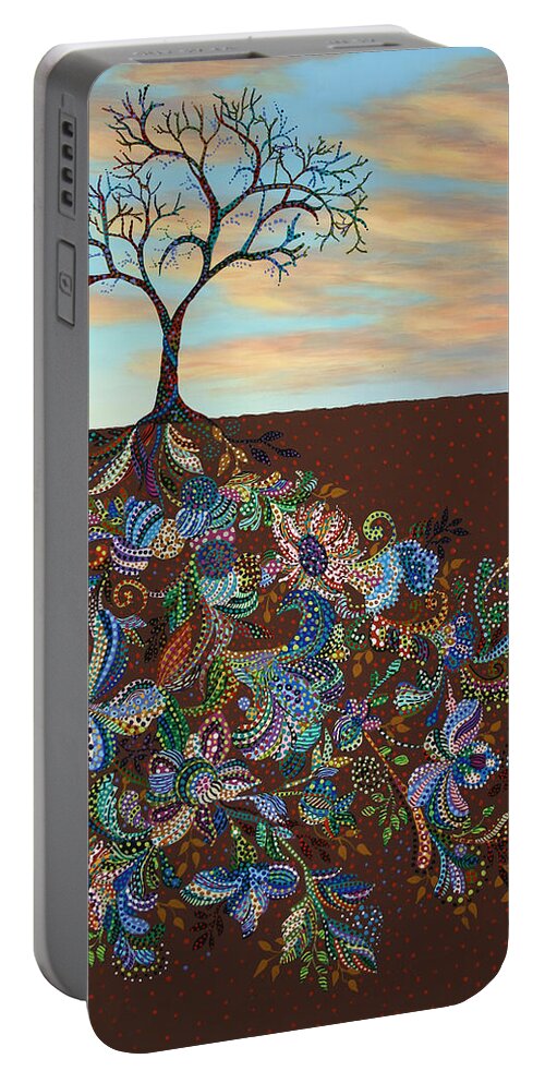 Tree Portable Battery Charger featuring the painting Neither Praise Nor Disgrace by James W Johnson