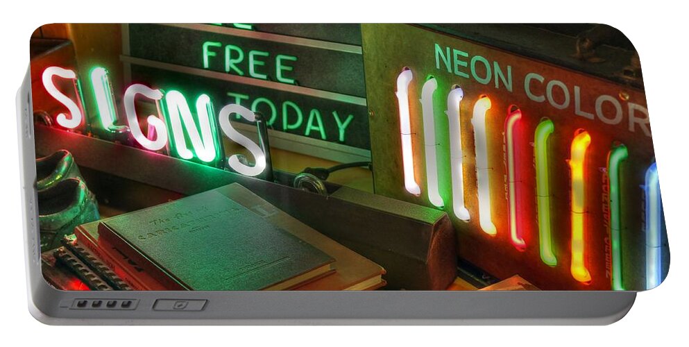 Neon Portable Battery Charger featuring the photograph Neon Sign by Jane Linders