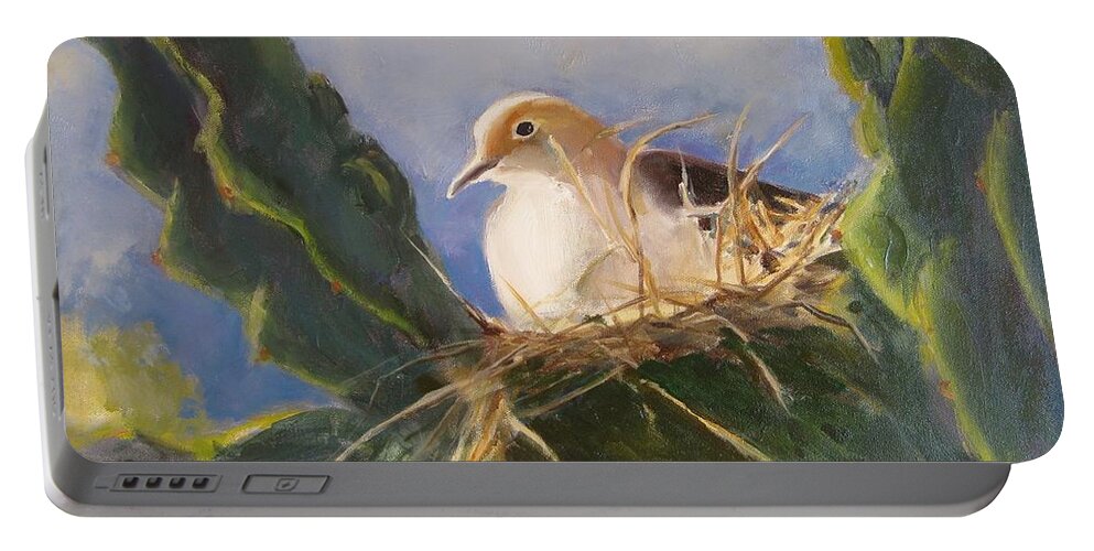 Dove Portable Battery Charger featuring the painting Home is Where the Heart Is by Maria Hunt