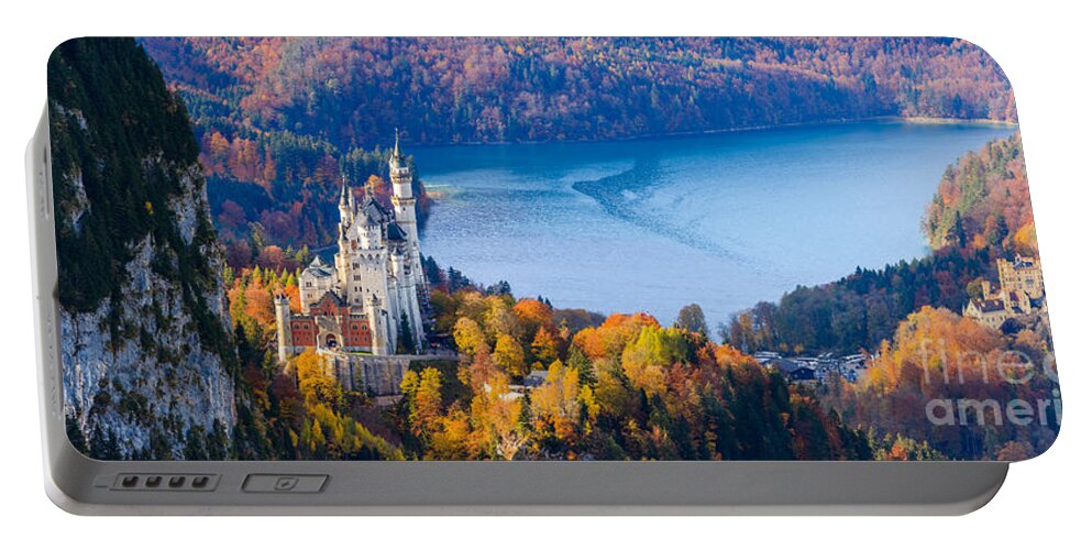 Germany Portable Battery Charger featuring the photograph Neuschwanstein and Hohenschwangau Castle in Autumn Colours by Henk Meijer Photography