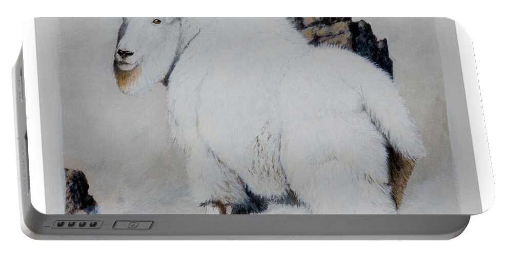 Nevada Portable Battery Charger featuring the painting Nevada Rocky Mountain Goat by Darcy Tate