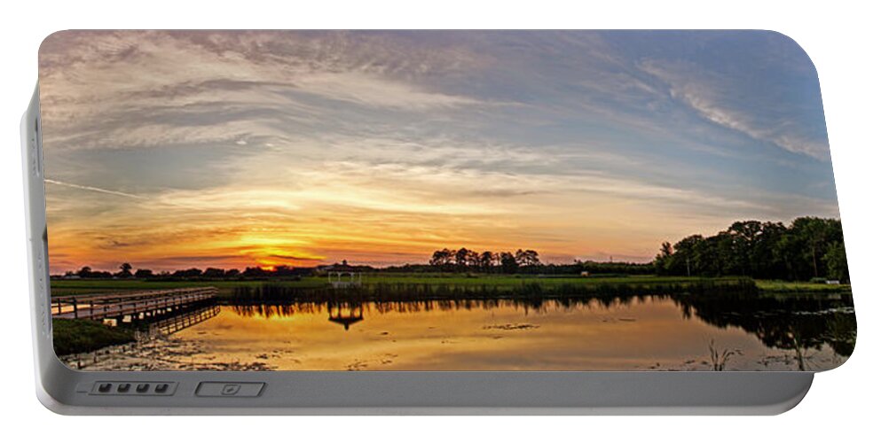 Nature Portable Battery Charger featuring the photograph New Jersey Sunset Panoramic by Tom Gari Gallery-Three-Photography
