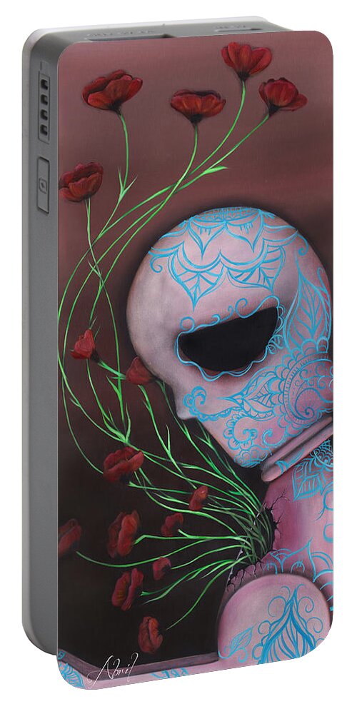 Day Of The Dead Portable Battery Charger featuring the painting New Life by Abril Andrade