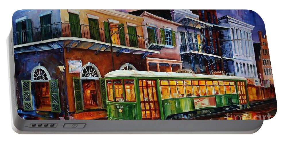 New Orleans Portable Battery Charger featuring the painting New Orleans Old Desire Streetcar by Diane Millsap