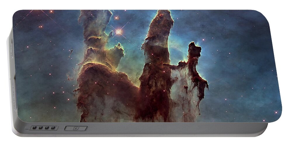 3scape Portable Battery Charger featuring the photograph Hubble Pillars of Creation HD Square by Adam Romanowicz