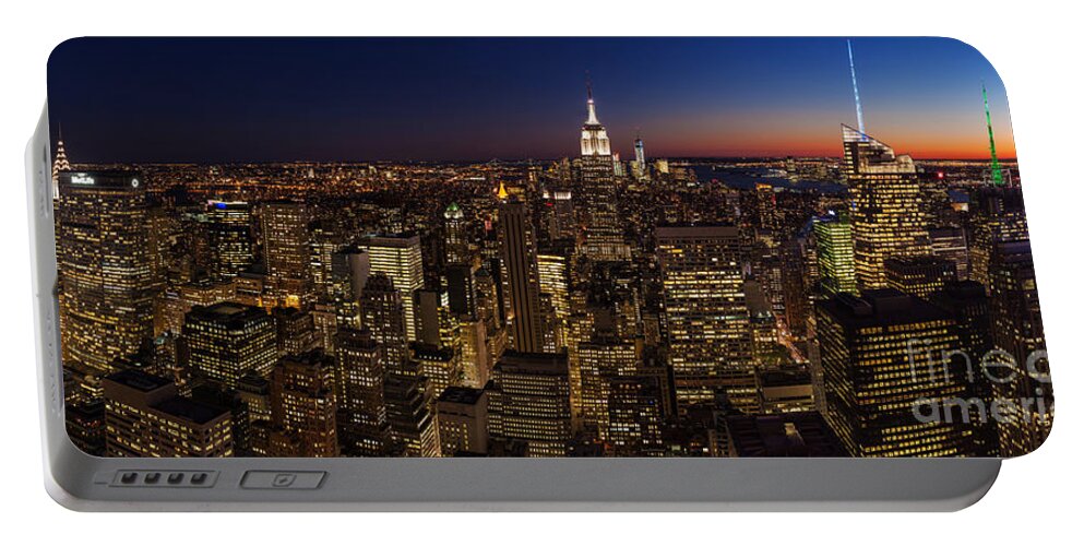 New York City Portable Battery Charger featuring the photograph New York City Skyline At Dusk by Mike Reid