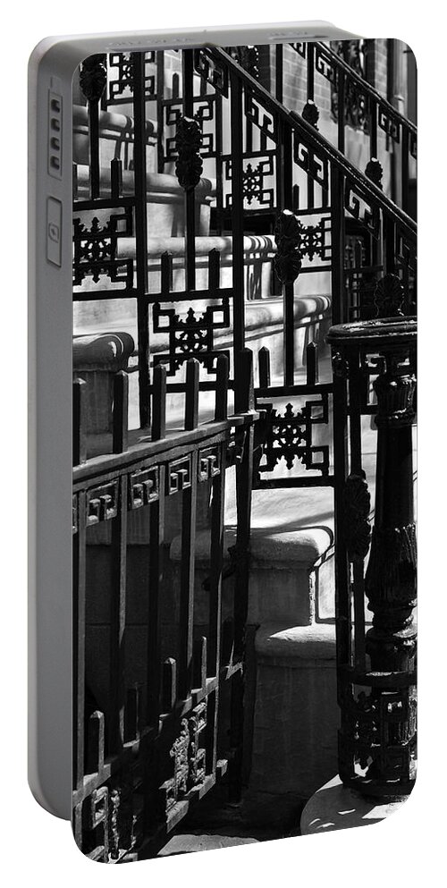 Stairway Portable Battery Charger featuring the photograph New York City Wrought Iron by Rona Black