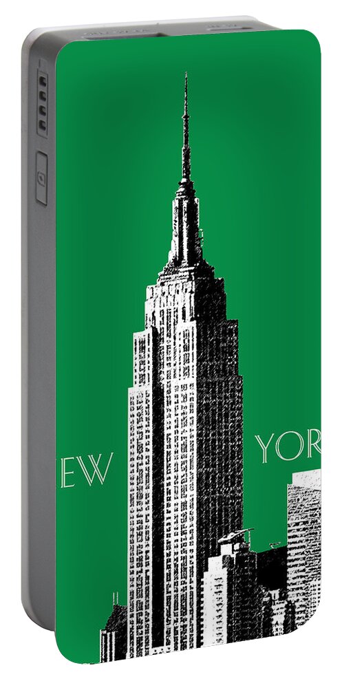 Architecture Portable Battery Charger featuring the digital art New York Skyline Empire State Building - Forest Green by DB Artist