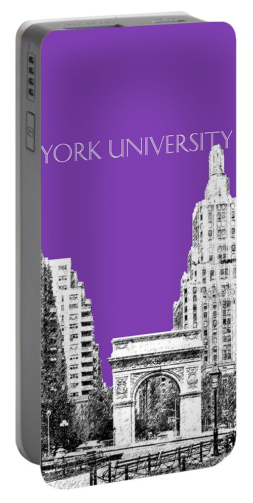 University Portable Battery Charger featuring the digital art New York University - Washington Square Park - Purple by DB Artist