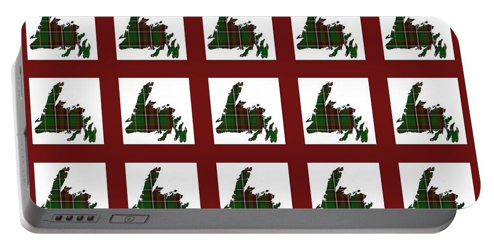 Newfoundland Tartan Map Blocks Red Trim Portable Battery Charger featuring the photograph Newfoundland Tartan Map Blocks Red Trim by Barbara A Griffin