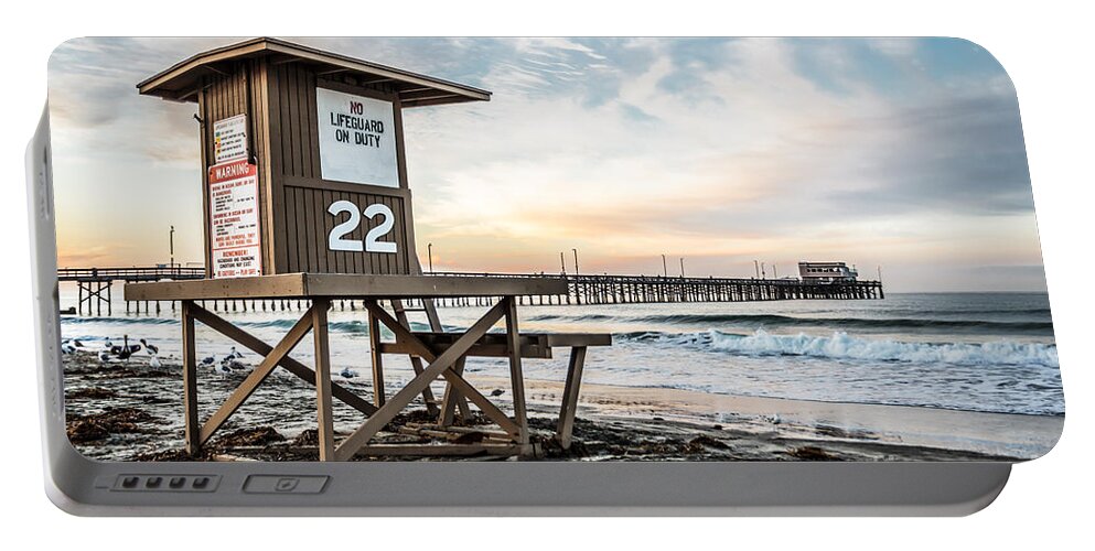 America Portable Battery Charger featuring the photograph Newport Beach Pier and Lifeguard Tower 22 Photo by Paul Velgos