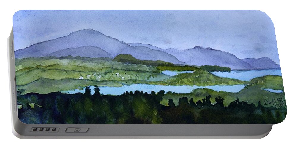 Newport Vt Portable Battery Charger featuring the painting Newport from Brownington Lookout by Donna Walsh
