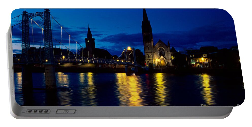 Inverness Portable Battery Charger featuring the photograph Night lights in Inverness by Riccardo Mottola