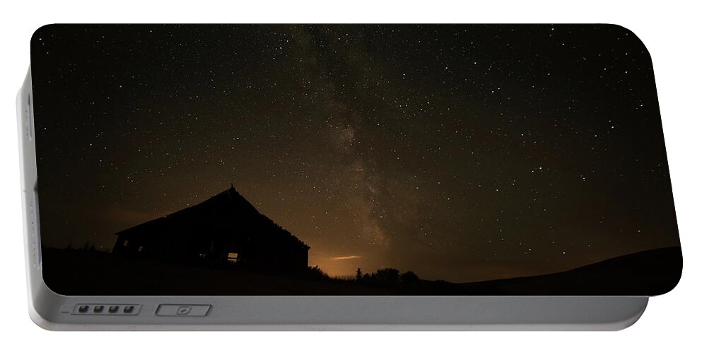 Sky Portable Battery Charger featuring the photograph Night Sky Glowing Over Silhouette by Marg Wood