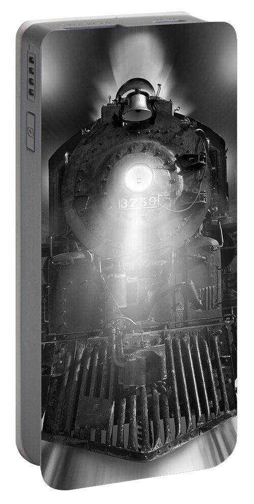 Transportation Portable Battery Charger featuring the photograph Night Train On The Move by Mike McGlothlen