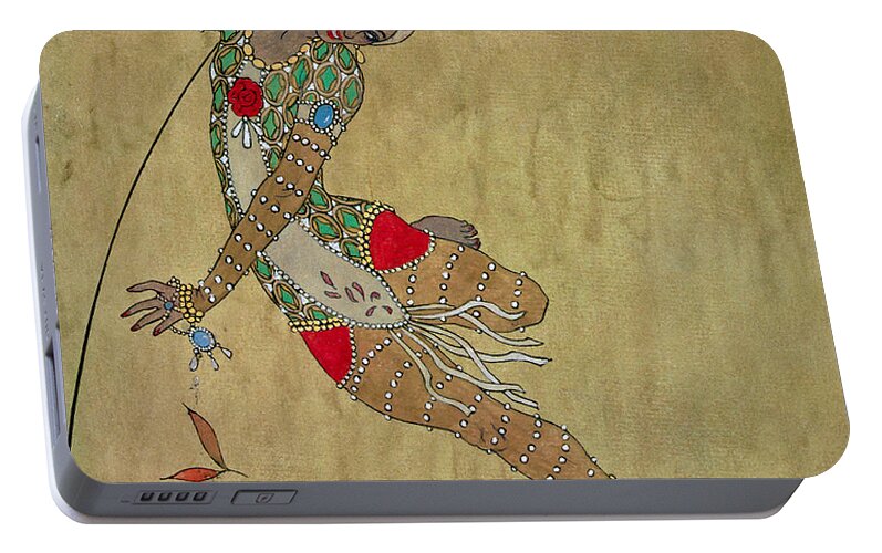 Nijinski Portable Battery Charger featuring the painting Nijinsky in 'Le Festin/ L'Oiseau d'Or' by Georges Barbier