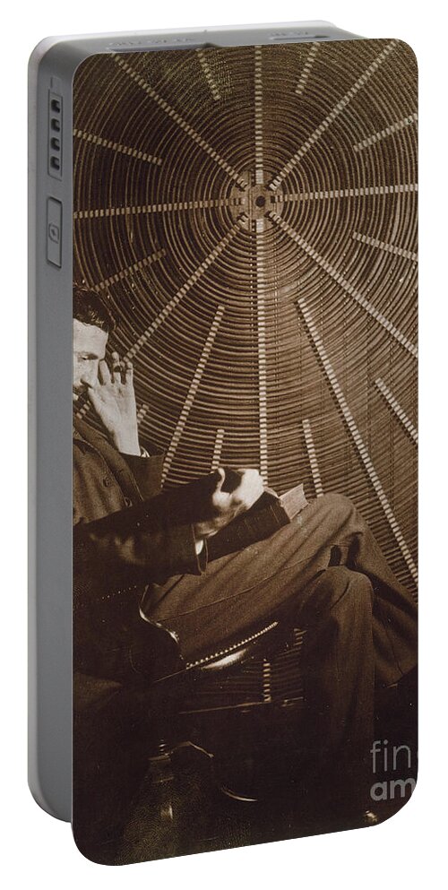 1895 Portable Battery Charger featuring the photograph Nikola Tesla by Granger