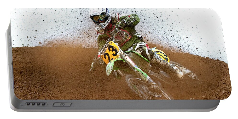 Dirt Bike Racing Portable Battery Charger featuring the photograph No. 23 by Jerry Fornarotto