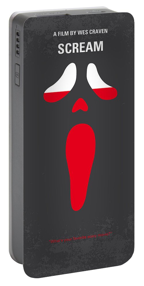 Scream Portable Battery Charger featuring the digital art No121 My SCREAM minimal movie poster by Chungkong Art