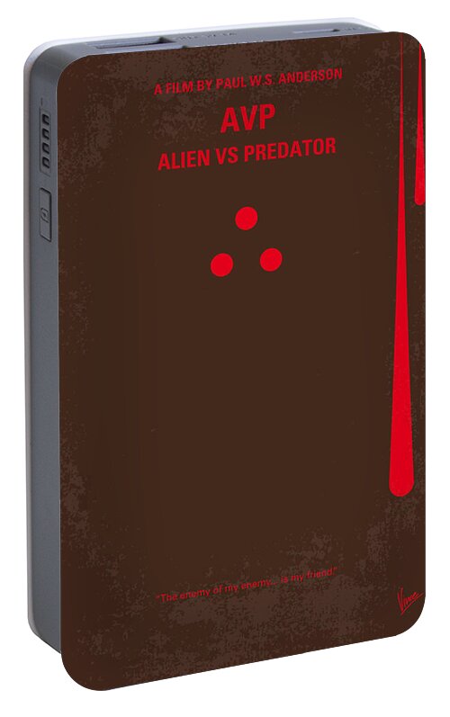 Avp Portable Battery Charger featuring the digital art No148 My AVP minimal movie poster by Chungkong Art