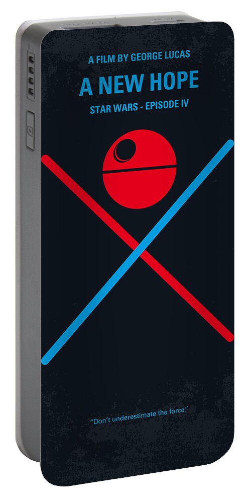 Star Wars Episode Iv A New Hope Portable Battery Charger featuring the digital art No154 My STAR WARS Episode IV A New Hope minimal movie poster by Chungkong Art