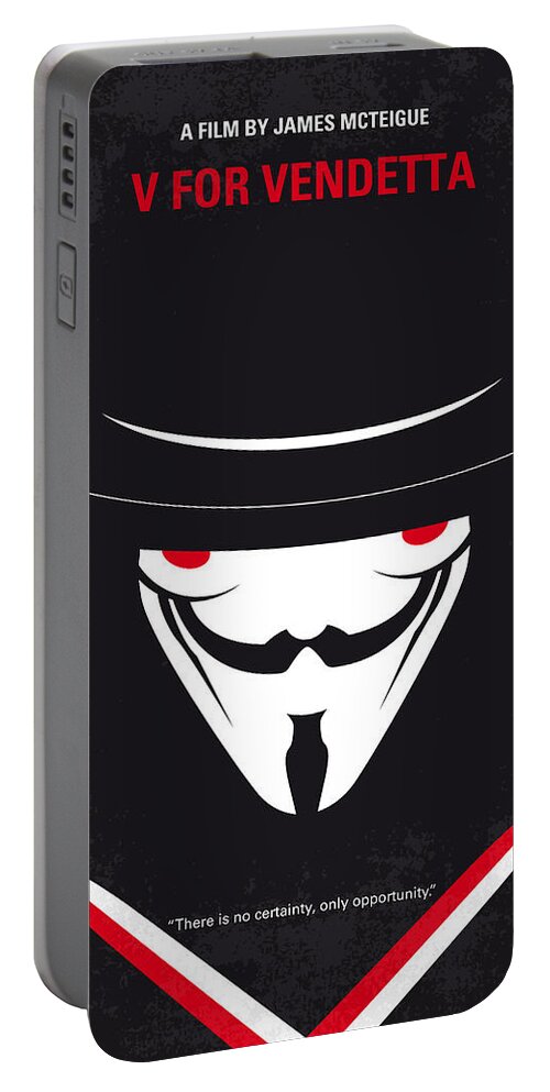 V For Vendetta Portable Battery Charger featuring the digital art No319 My V for Vendetta minimal movie poster by Chungkong Art