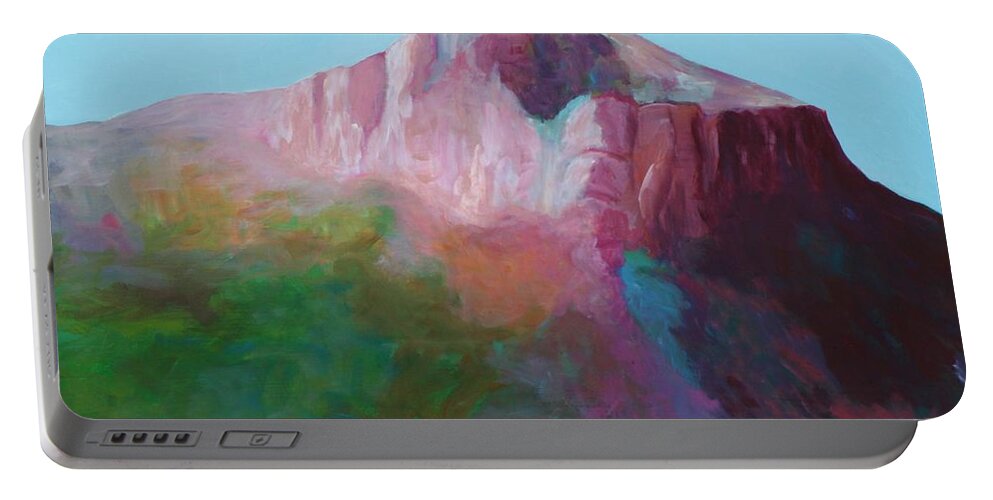 Transmountain Portable Battery Charger featuring the painting North Franklin Peak by Melinda Etzold