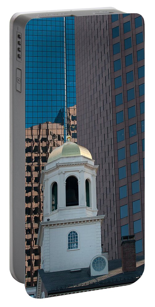 Boston Portable Battery Charger featuring the photograph North Meeting Place and Echange Place by Paul Mangold