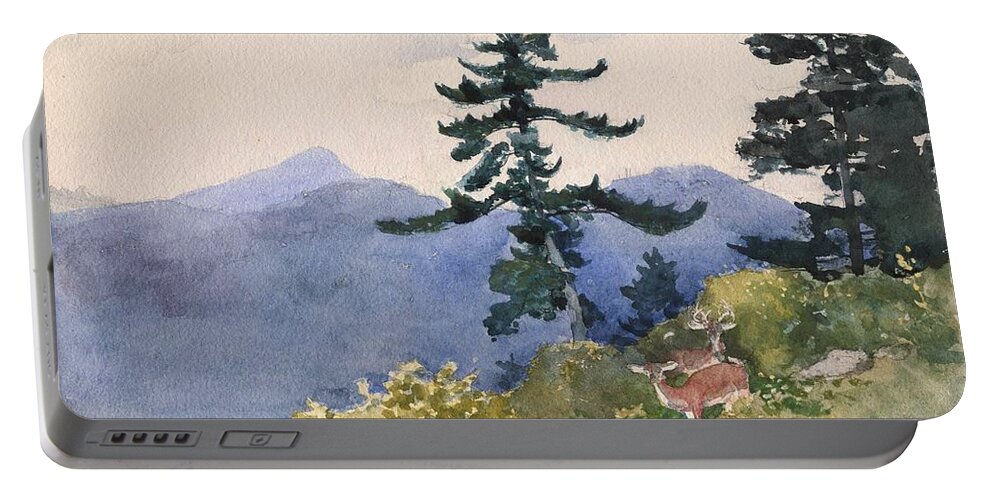 Winslow Homer Portable Battery Charger featuring the painting North Woods Club by Celestial Images