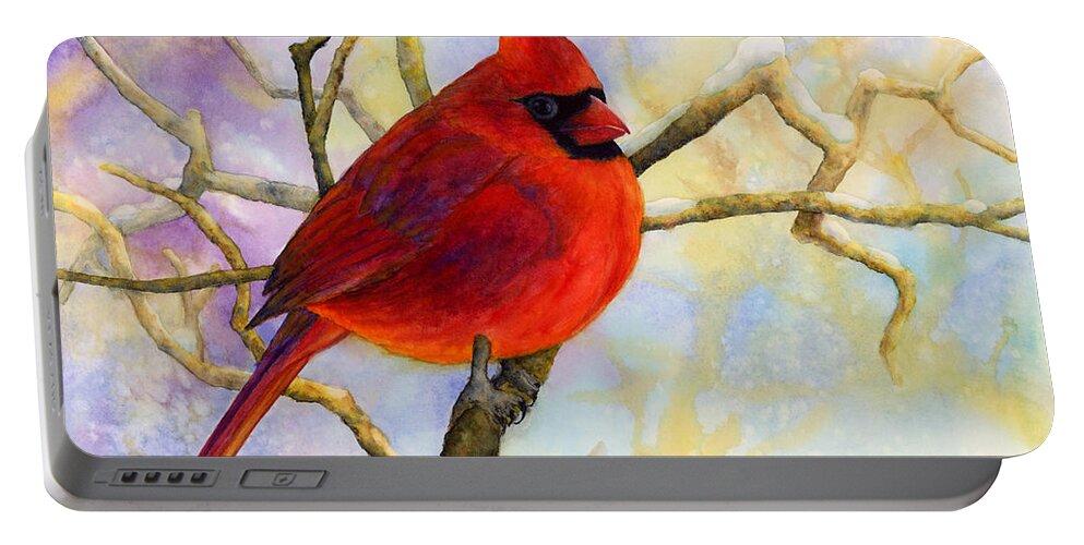 Cardinal Portable Battery Charger featuring the painting Northern Cardinal by Hailey E Herrera