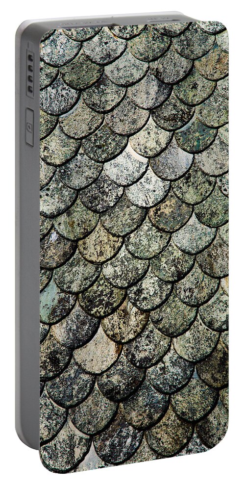 Fish Portable Battery Charger featuring the digital art Norwegian Fish Scale Pattern Slate Roof by Hakon Soreide