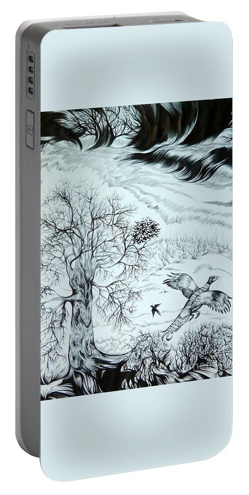 Nature Portable Battery Charger featuring the drawing November by Anna Duyunova