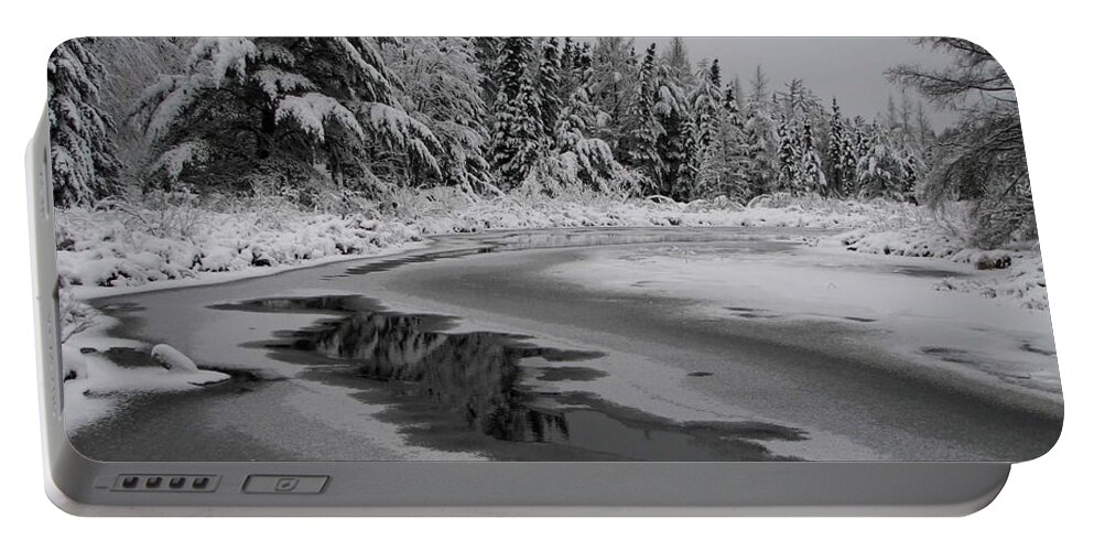 Eagle River Portable Battery Charger featuring the photograph November Creek Ice by Dale Kauzlaric