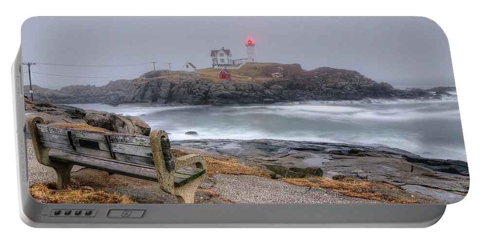 Nubble Lighthouse. Lighthouse Portable Battery Charger featuring the photograph Nubble Lighthouse View by Donna Doherty
