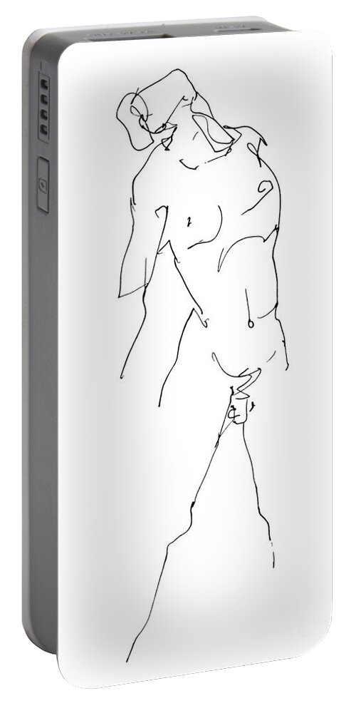 Male Portable Battery Charger featuring the drawing Nude-Male-Drawing-11 by Gordon Punt