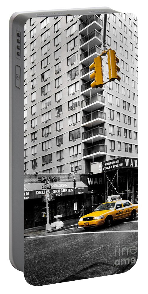 Fast Portable Battery Charger featuring the photograph NYC Yellow Cab at the crossroad by Hannes Cmarits