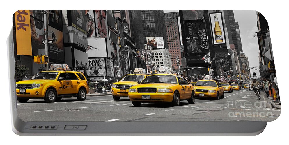Manhatten Portable Battery Charger featuring the photograph NYC Yellow Cabs - ck by Hannes Cmarits