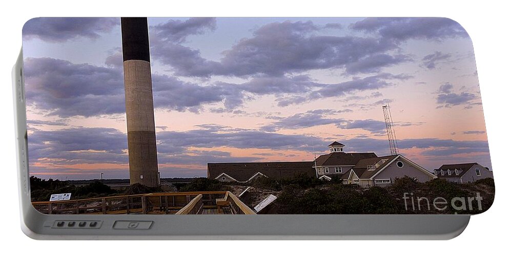 Art Portable Battery Charger featuring the photograph Oak Island Lighthouse from Caswell by Shelia Kempf