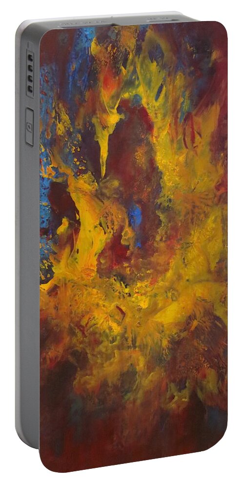 Abstract Portable Battery Charger featuring the painting Oasis by Soraya Silvestri