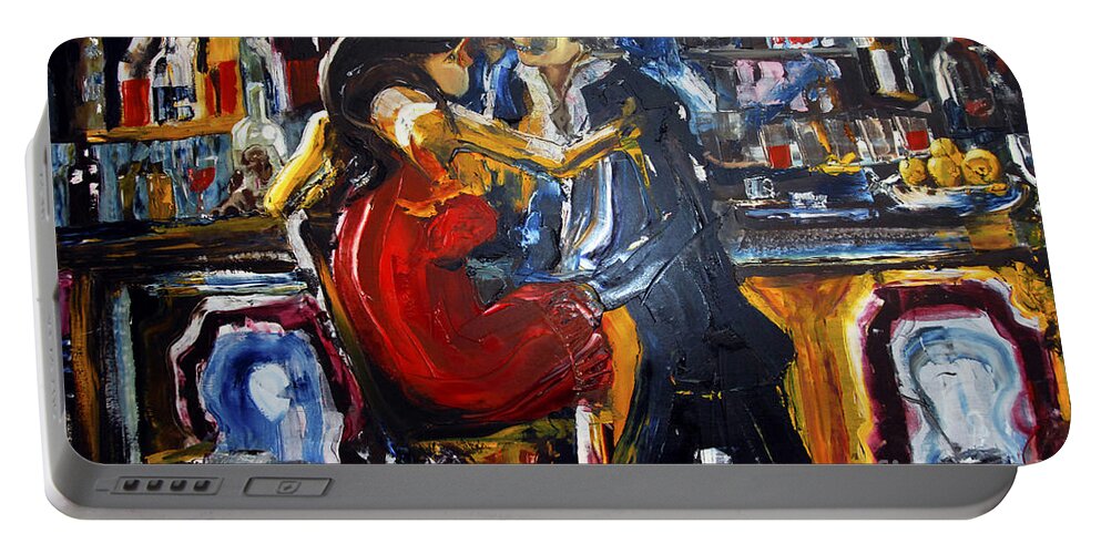Lovers Portable Battery Charger featuring the painting Obvious Intent by James Lavott