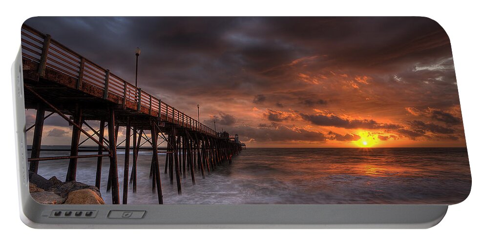 Sunset Portable Battery Charger featuring the photograph Oceanside Pier Perfect Sunset by Peter Tellone