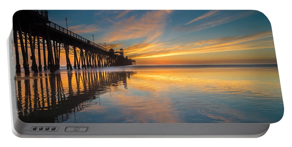 California; Long Exposure; Ocean; Reflection; San Diego; Sand; Seascape; Sky; Sunset; Surf; Seaside; Sun; Clouds; Southern California; Water; Waterscape; Sea; Pacific; Waves; Coast; Coastal;skyline Portable Battery Charger featuring the photograph Oceanside Reflections 2 by Larry Marshall